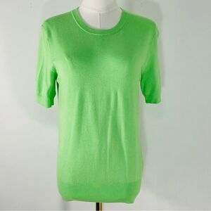 Zara Lime/Neon Green Crewneck Short Sleeve Light Ribbed Hem Sweater Size M